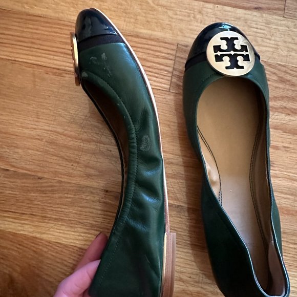 Tory Burch Minnie Cap Toe Flats Green 8.5 - Picture 3 of 7